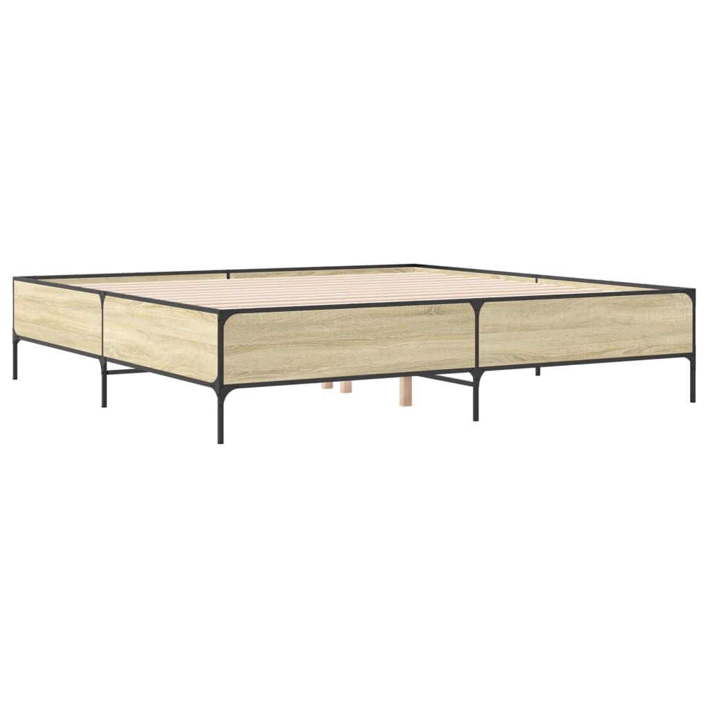 Bed frame without mattress sonoma oak 200x200 cm