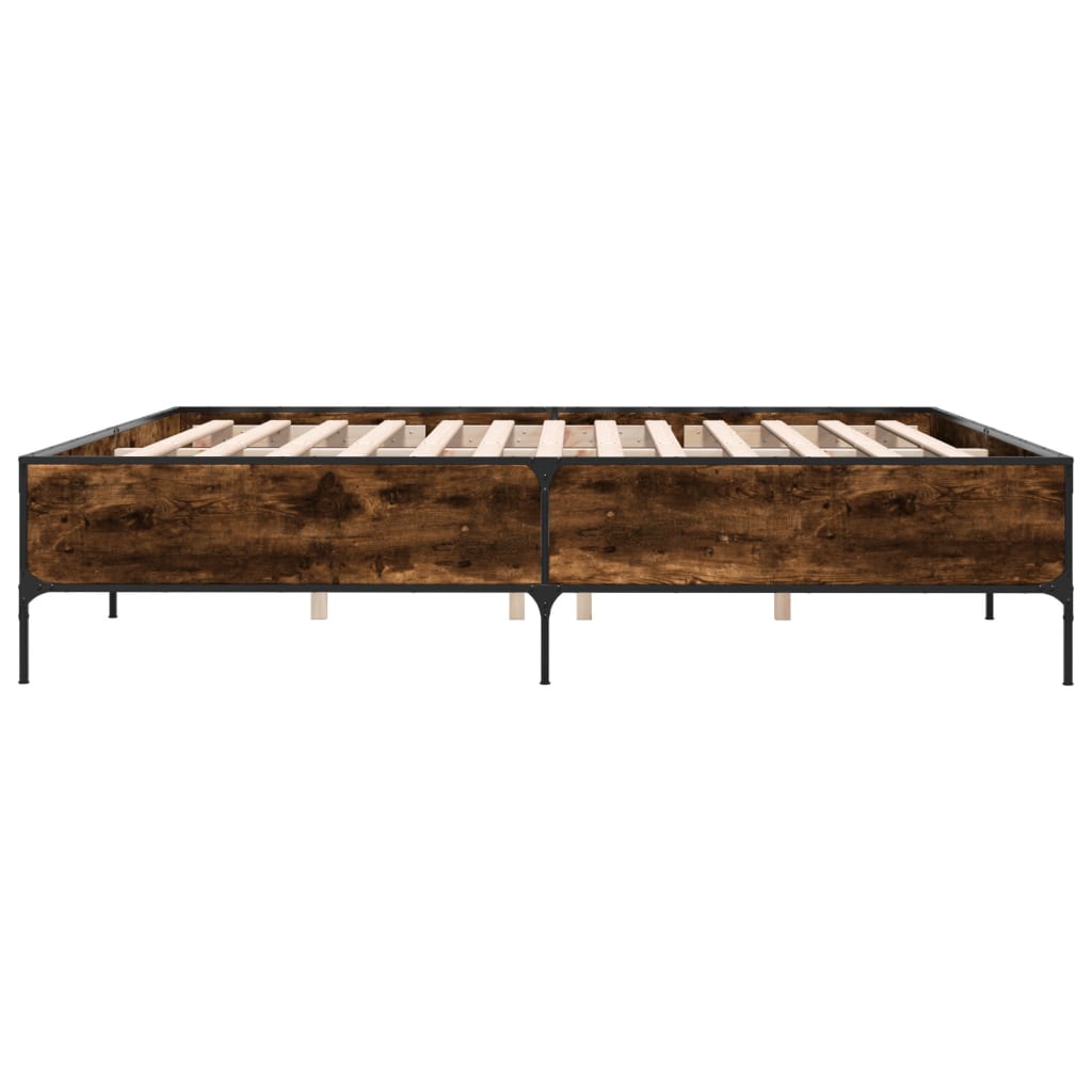 Cadre de lit sans matelas chêne fumé 200x200 cm