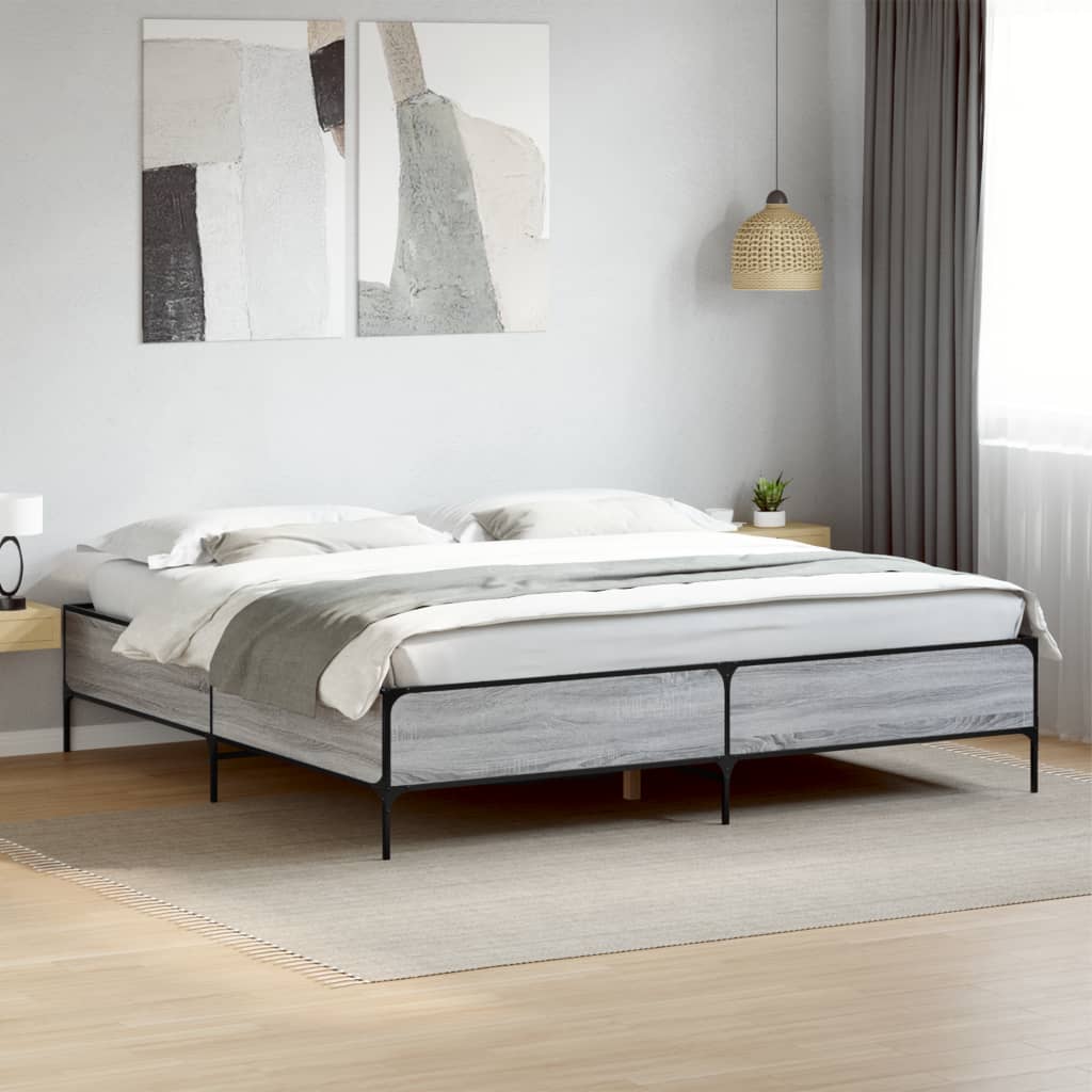 Cadre de lit sans matelas sonoma gris 200x200 cm