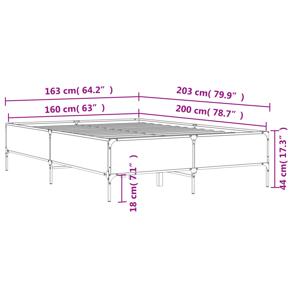 Cadre de lit sans matelas noir 160x200 cm