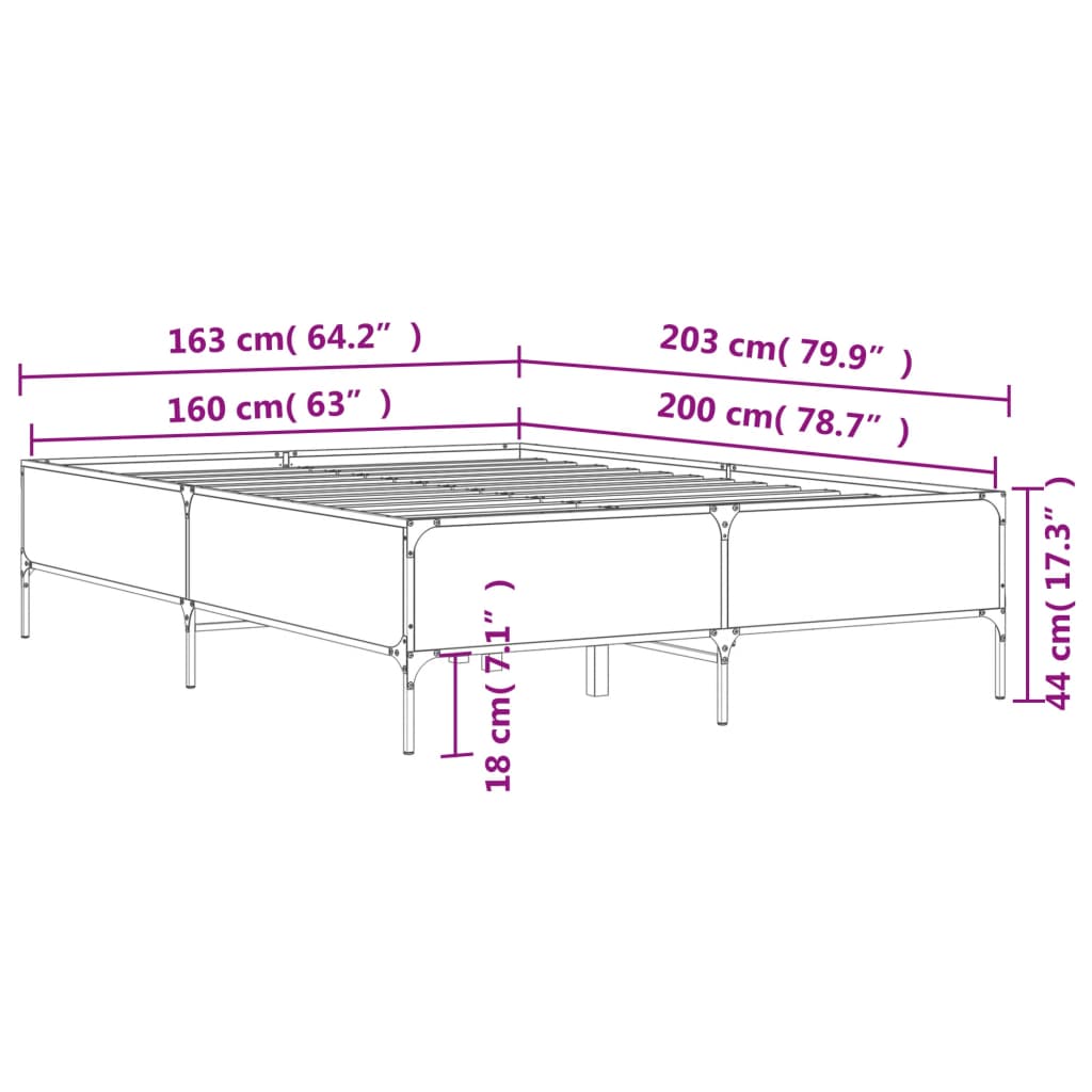 Cadre de lit sans matelas chêne sonoma 160x200 cm