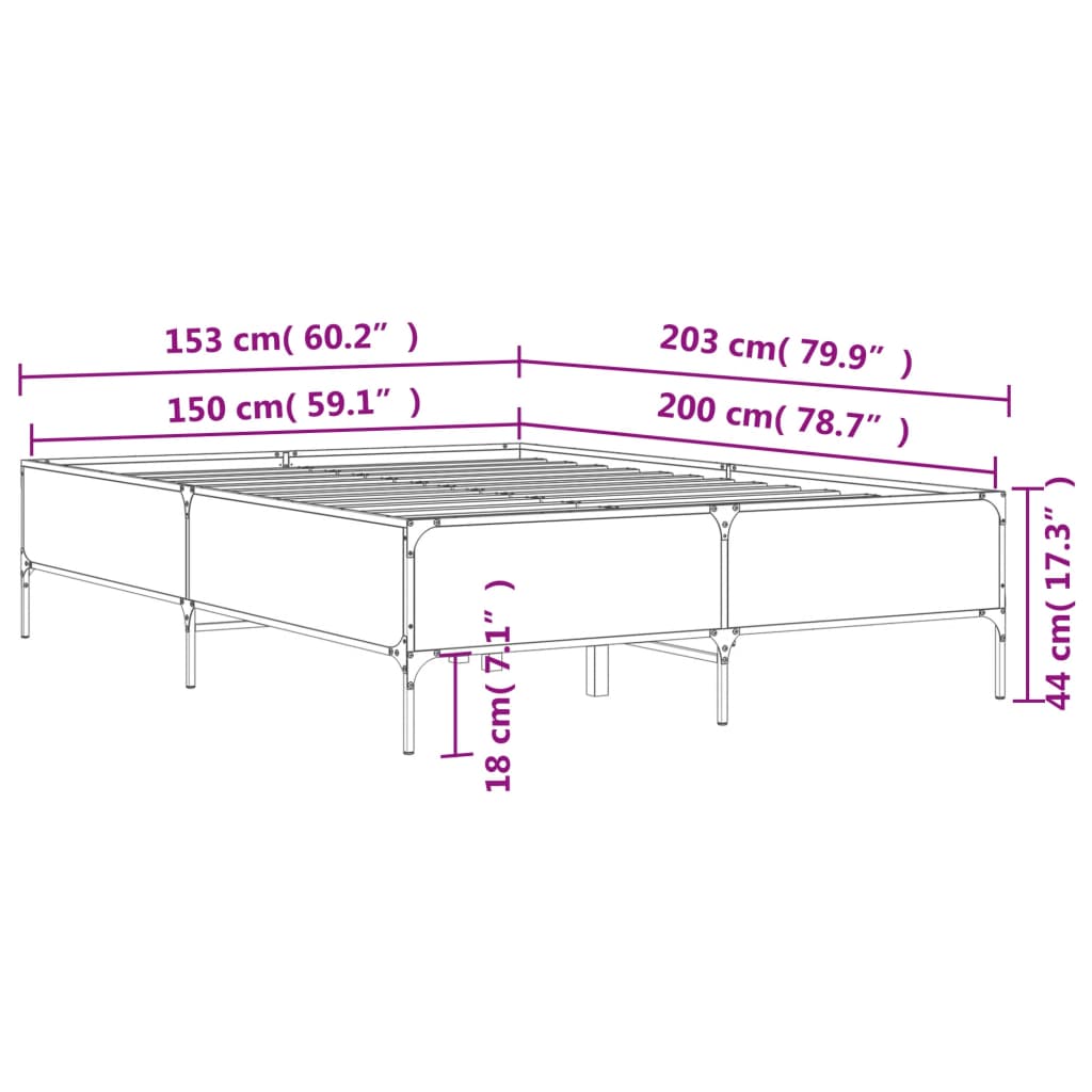 Cadre de lit sans matelas chêne sonoma 150x200 cm