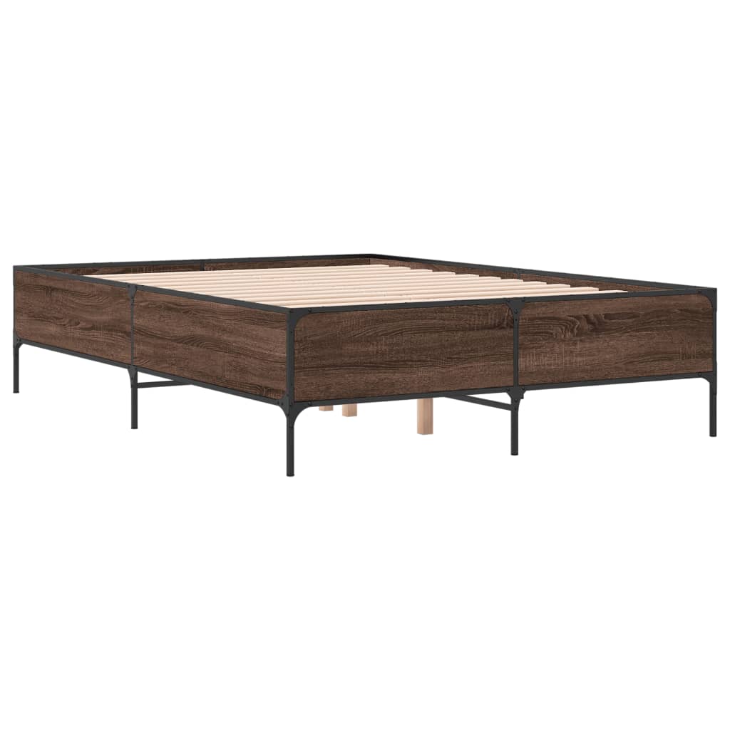 Cadre de lit sans matelas chêne marron 150x200 cm