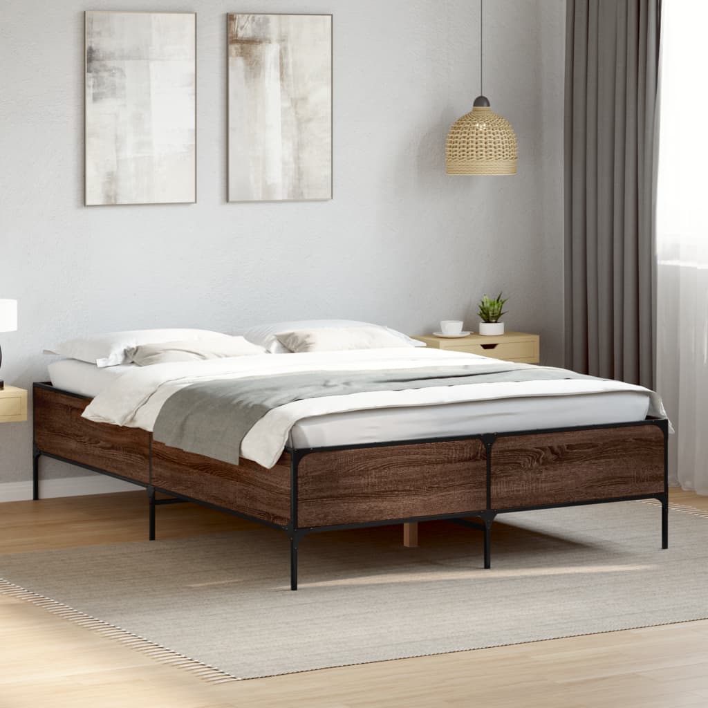 Cadre de lit sans matelas chêne marron 150x200 cm