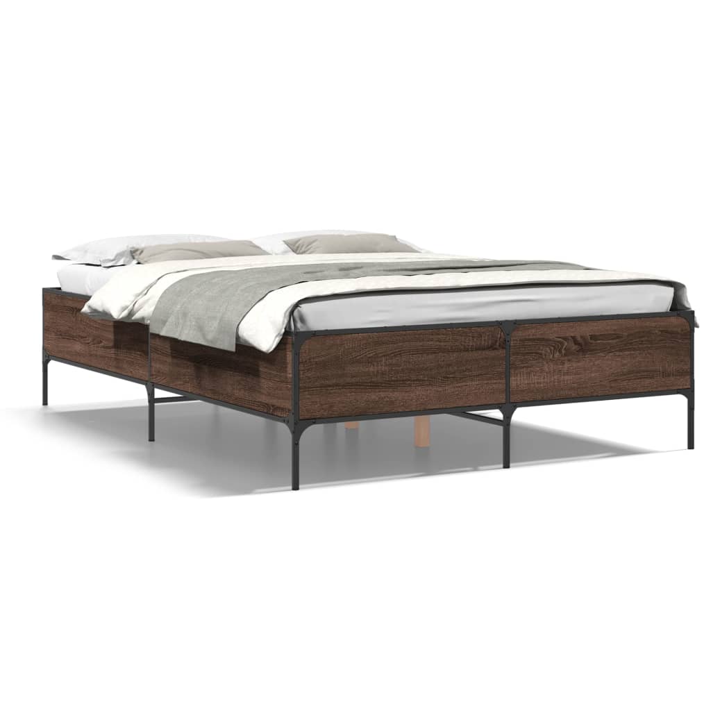 Cadre de lit sans matelas chêne marron 140x200 cm