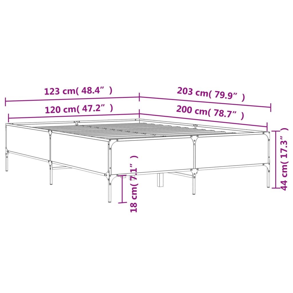 Cadre de lit sans matelas noir 120x200 cm