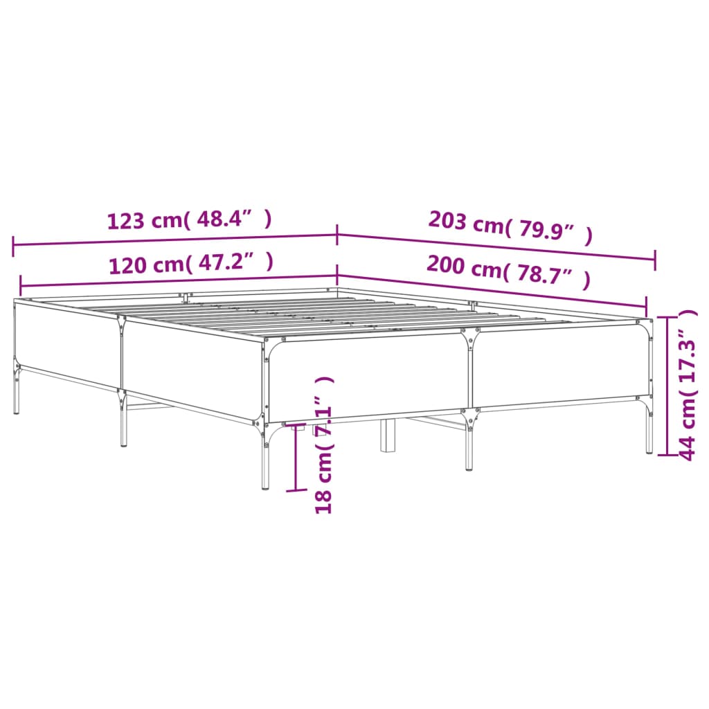 Cadre de lit sans matelas chêne marron 120x200 cm