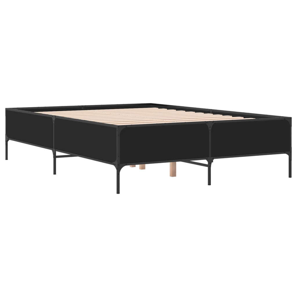 Cadre de lit sans matelas noir 140x190 cm