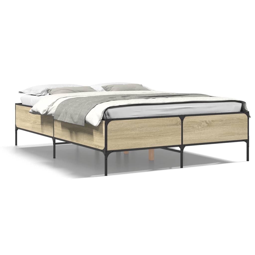 Cadre de lit sans matelas chêne sonoma 140x190 cm