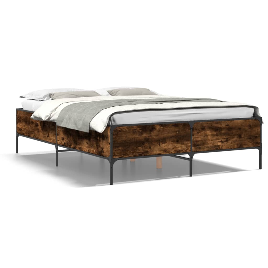 Cadre de lit sans matelas chêne fumé 140x190 cm