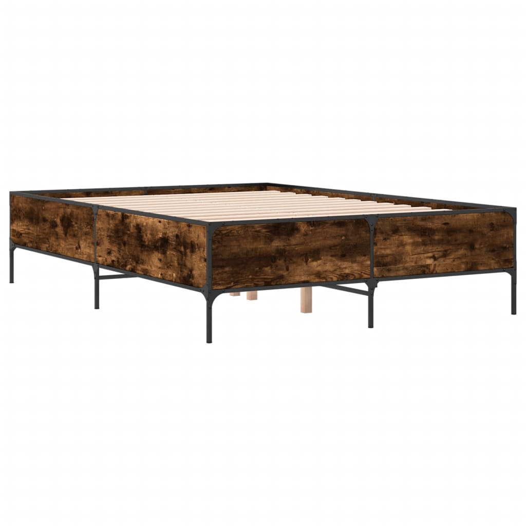 Cadre de lit sans matelas chêne fumé 140x190 cm