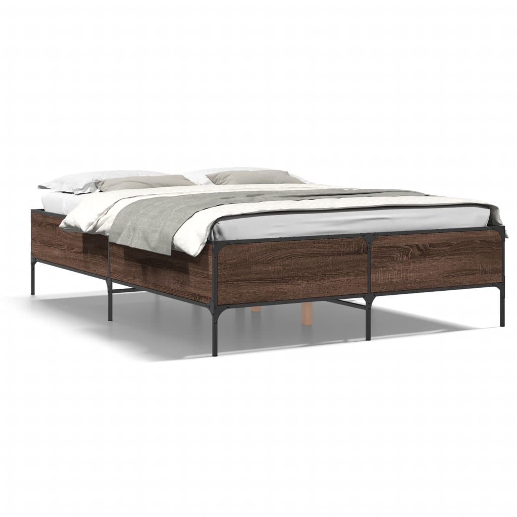 Cadre de lit sans matelas chêne marron 140x190 cm