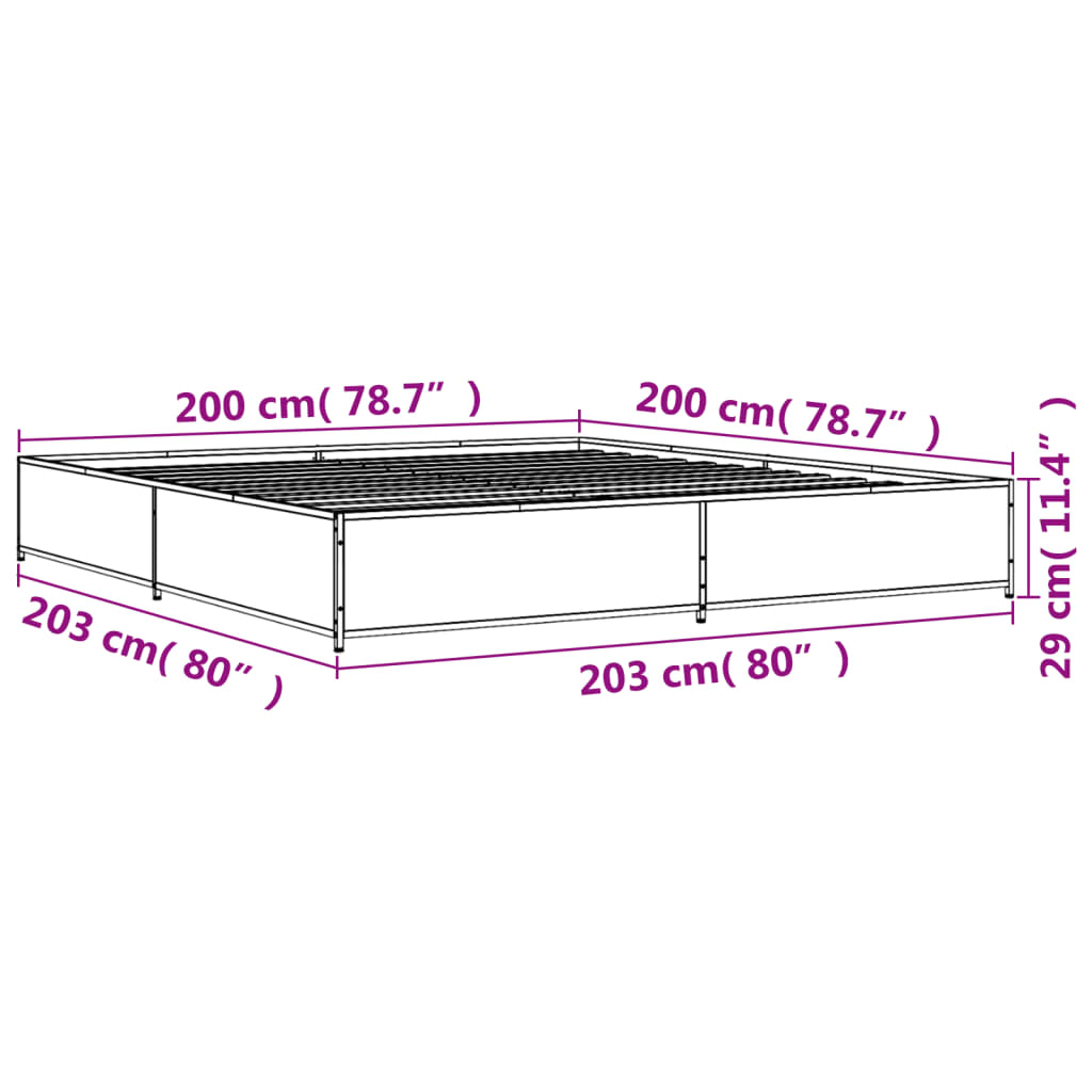 Cadre de lit sans matelas noir 200x200 cm