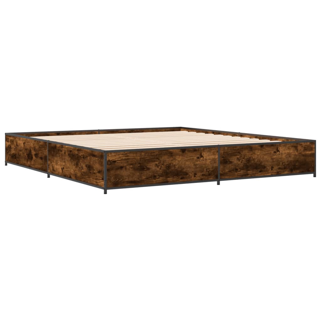 Cadre de lit sans matelas chêne fumé 200x200 cm