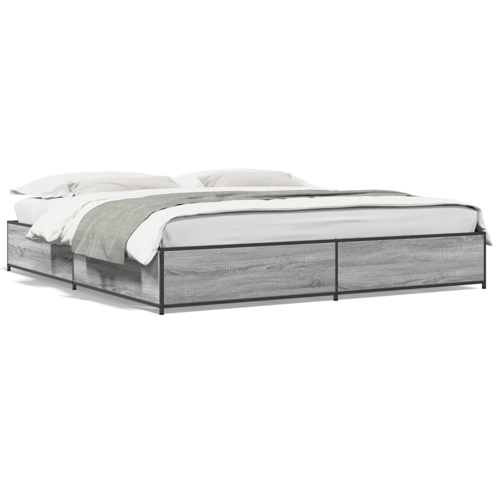 Cadre de lit sans matelas sonoma gris 200x200 cm