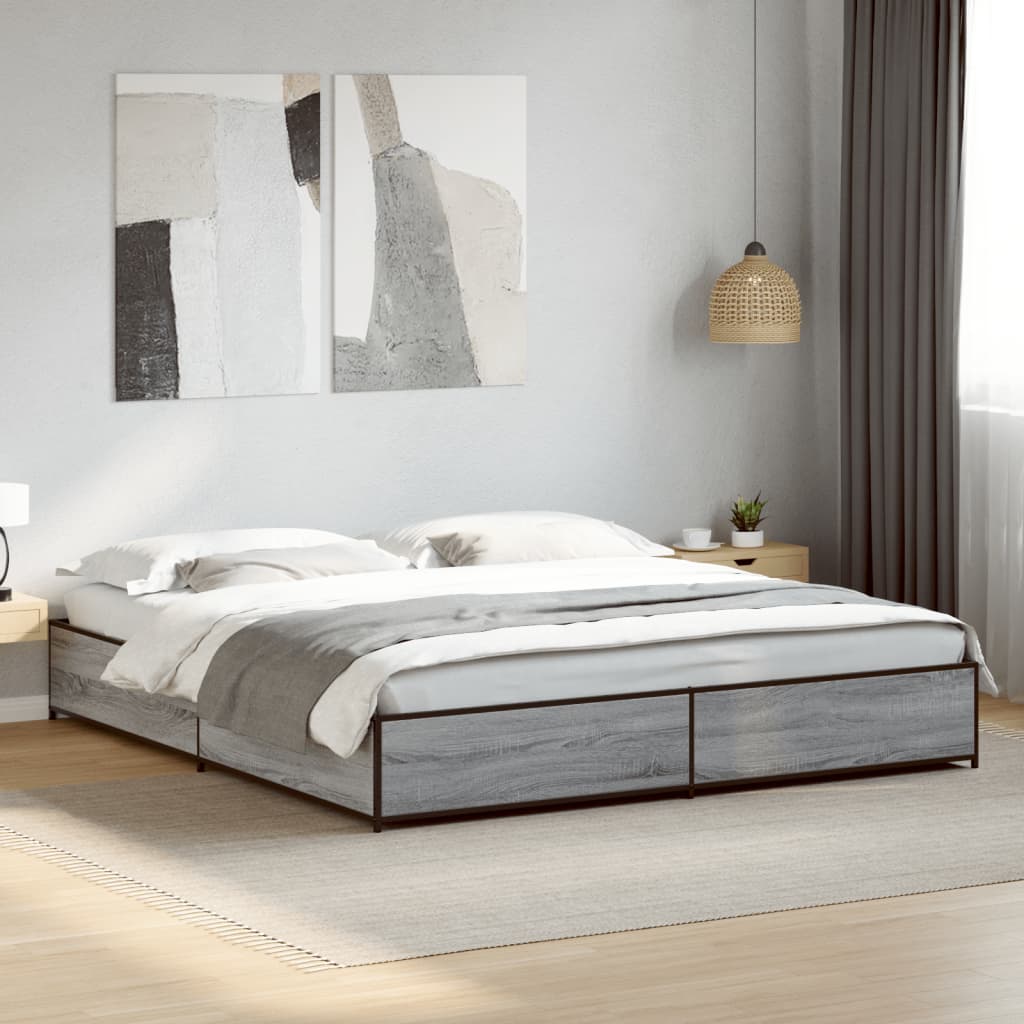 Cadre de lit sans matelas sonoma gris 200x200 cm