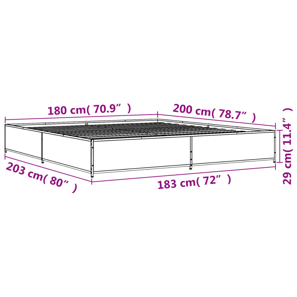 Cadre de lit sans matelas noir 180x200 cm