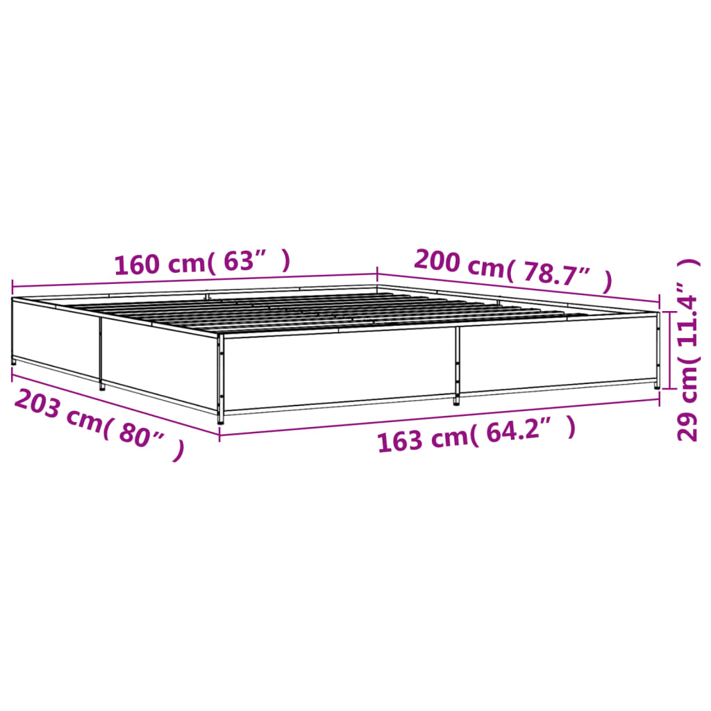 Cadre de lit sans matelas sonoma gris 160x200 cm