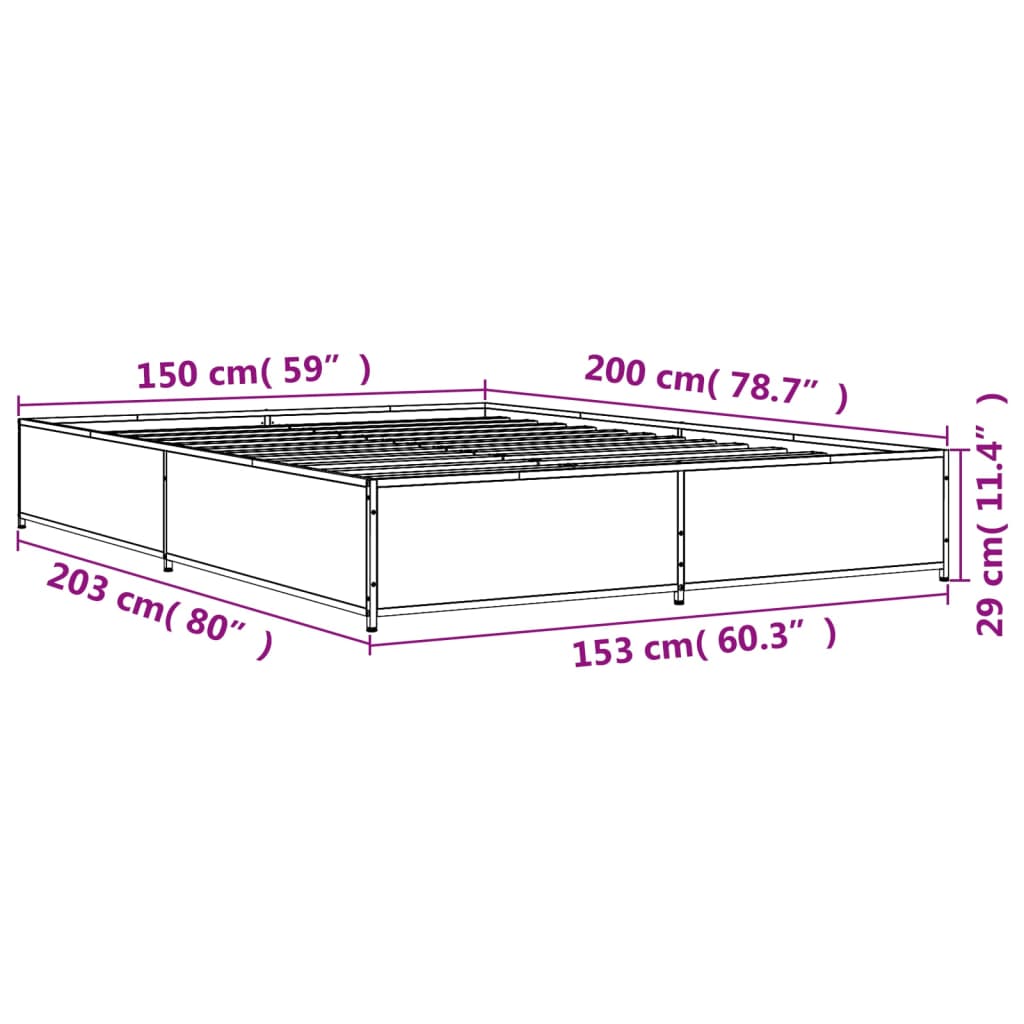 Cadre de lit sans matelas noir 150x200 cm