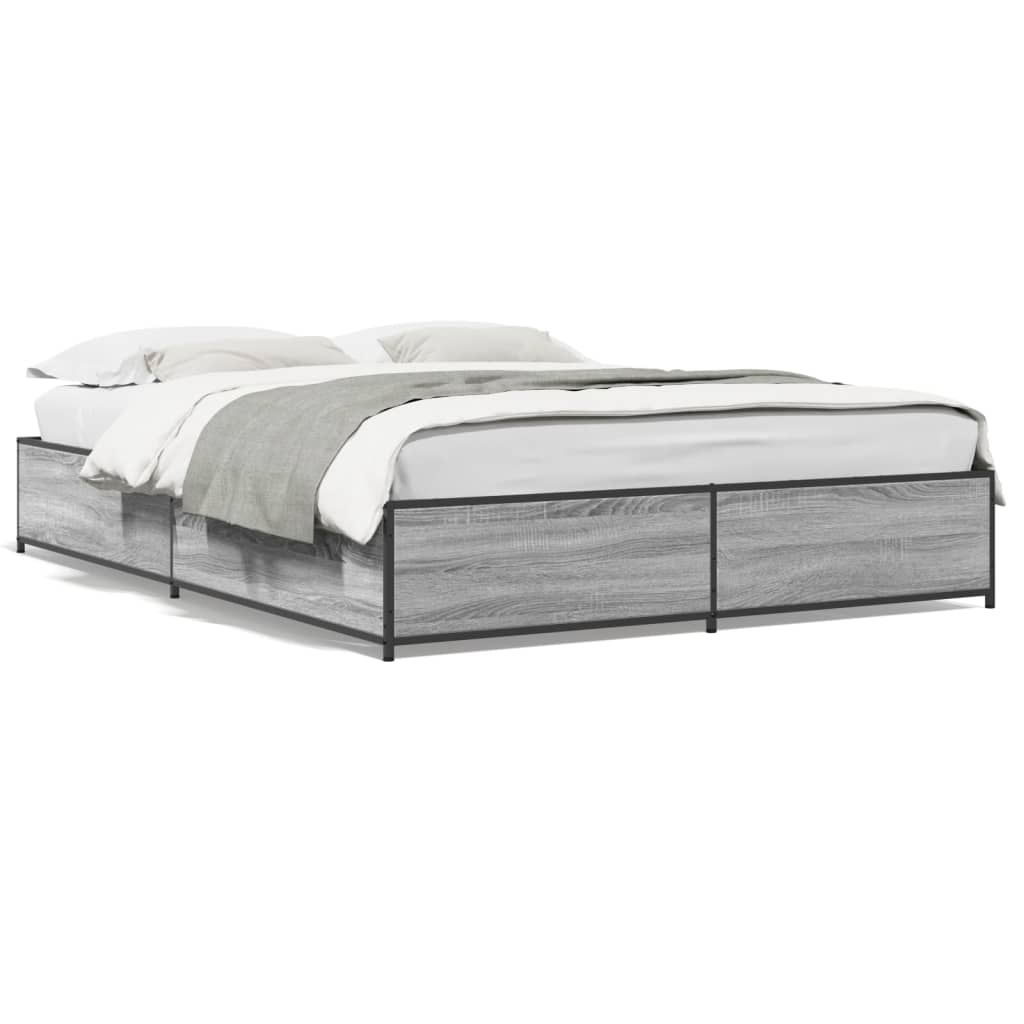 Cadre de lit sans matelas sonoma gris 150x200 cm