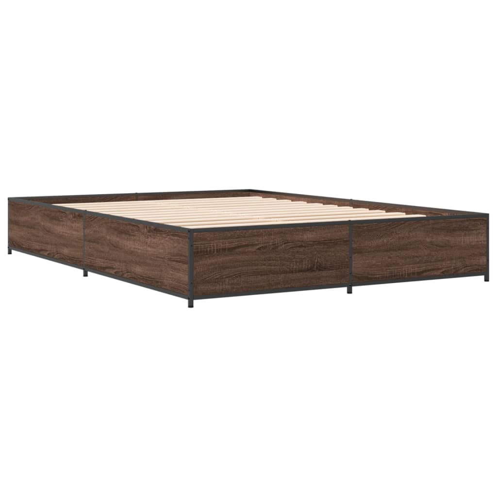 Cadre de lit sans matelas chêne marron 150x200 cm