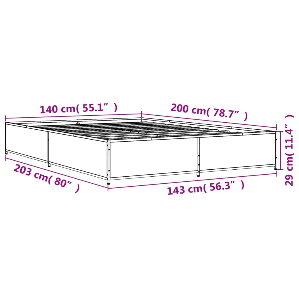 Cadre de lit sans matelas sonoma gris 140x200 cm