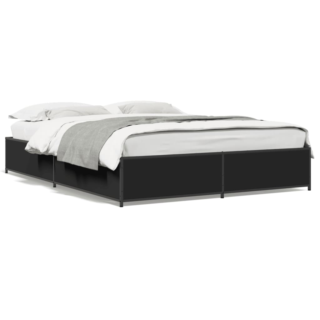 Cadre de lit sans matelas noir 135x190 cm