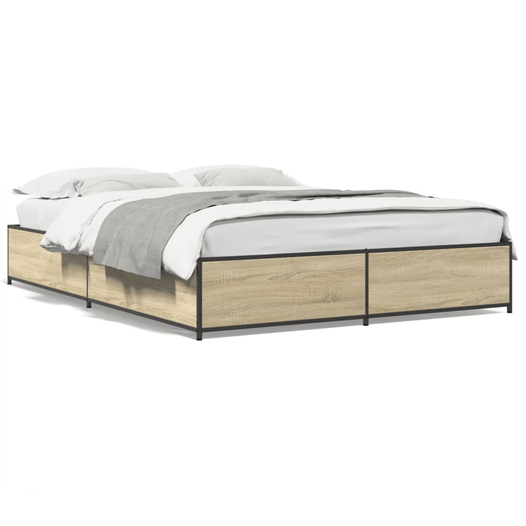 Cadre de lit sans matelas chêne sonoma 135x190 cm