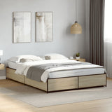 Cadre de lit sans matelas chêne sonoma 135x190 cm