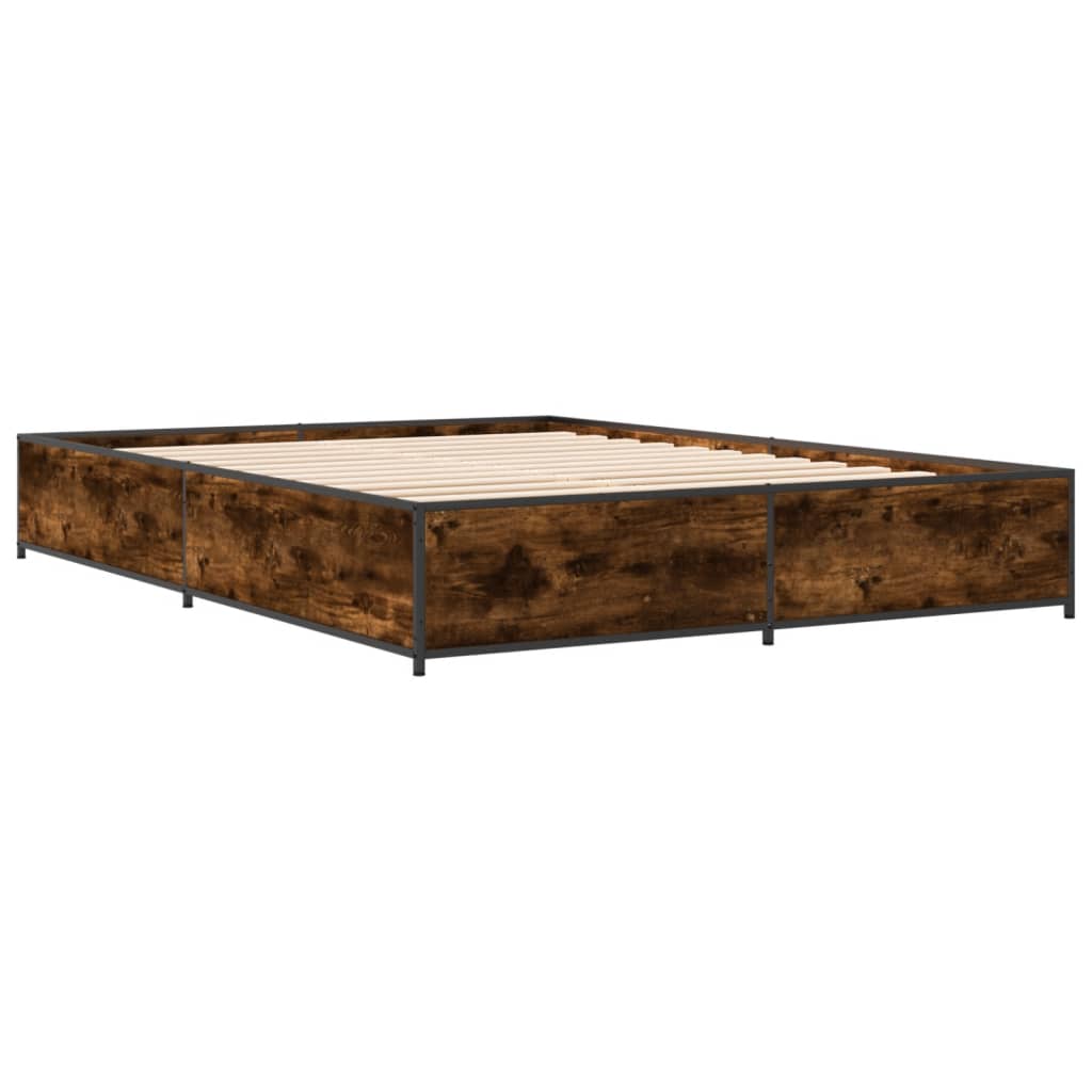 Cadre de lit sans matelas chêne fumé 135x190 cm