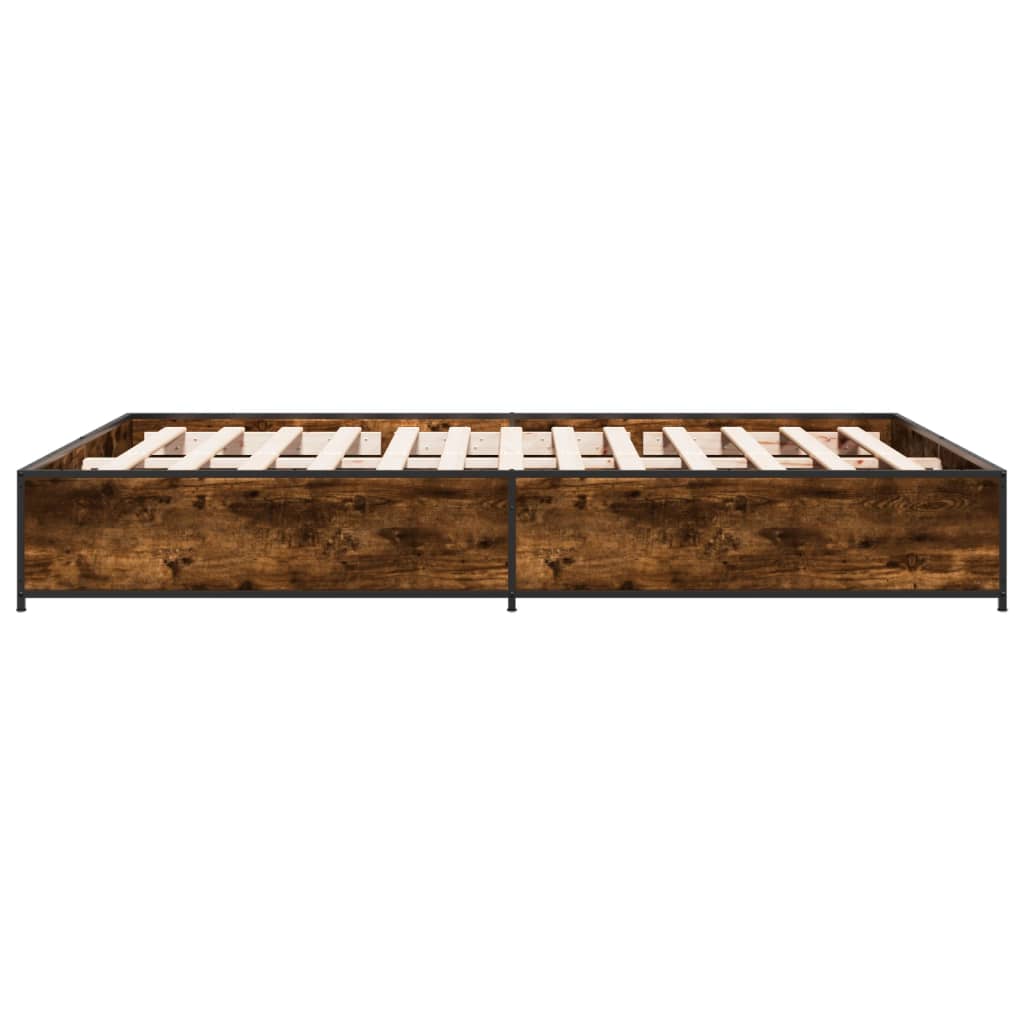 Cadre de lit sans matelas chêne fumé 135x190 cm