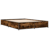 Cadre de lit sans matelas chêne fumé 135x190 cm