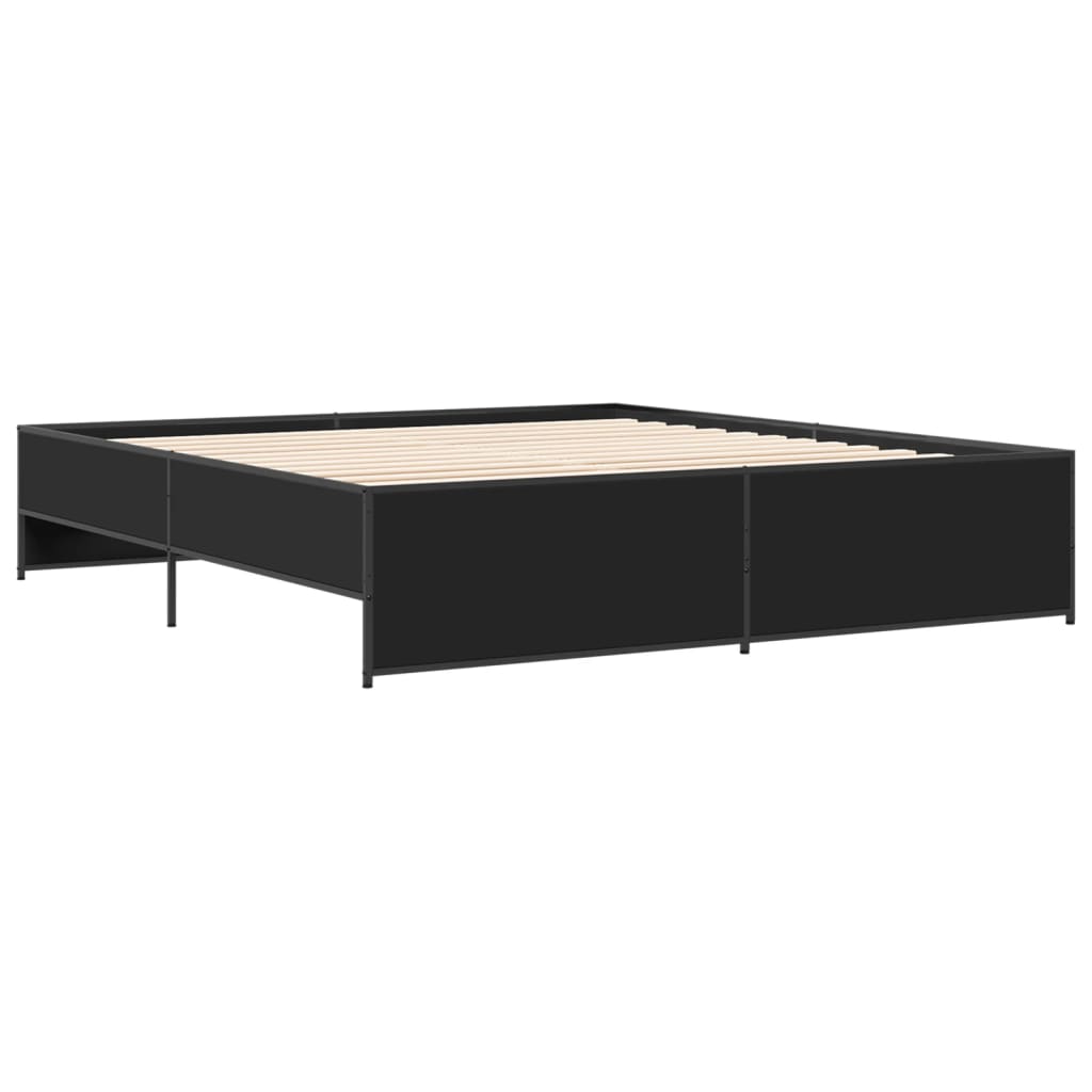 Cadre de lit sans matelas noir 200x200 cm