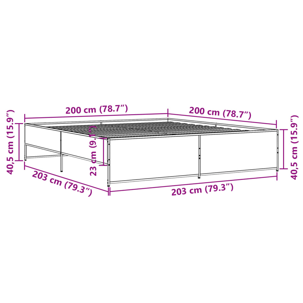 Cadre de lit sans matelas noir 200x200 cm