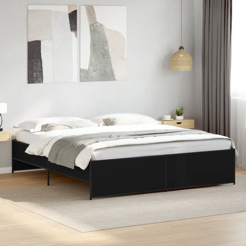 Cadre de lit sans matelas noir 200x200 cm