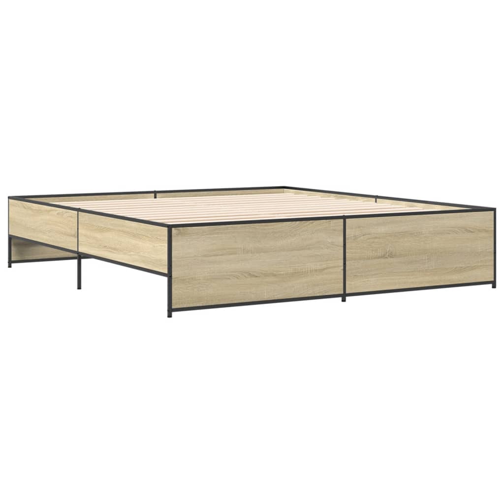 Bed frame without mattress sonoma oak 200x200 cm