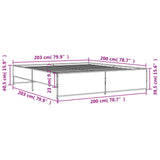 Bed frame without mattress sonoma oak 200x200 cm