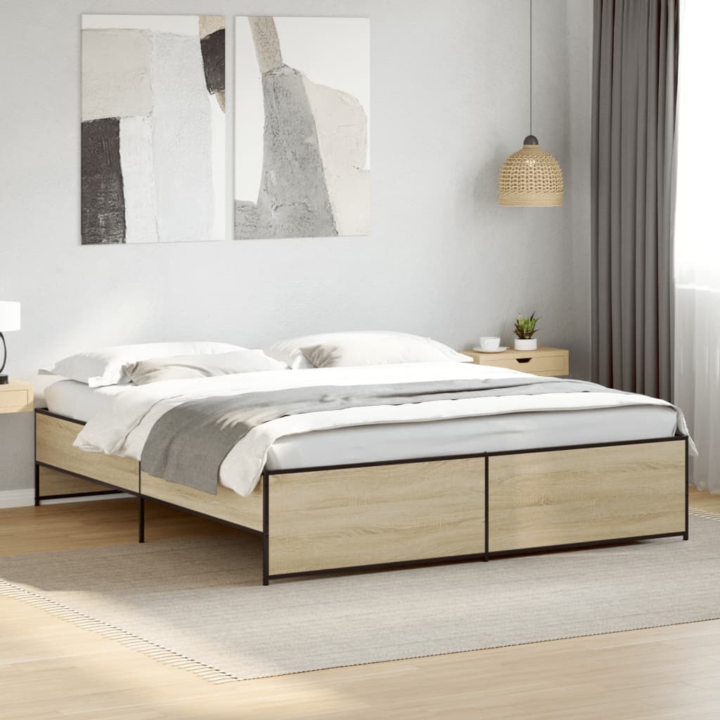 Bed frame without mattress sonoma oak 200x200 cm