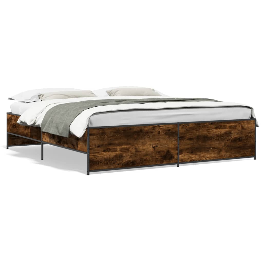 Cadre de lit sans matelas chêne fumé 200x200 cm