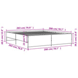 Bed frame without mattress sonoma gray 200x200 cm