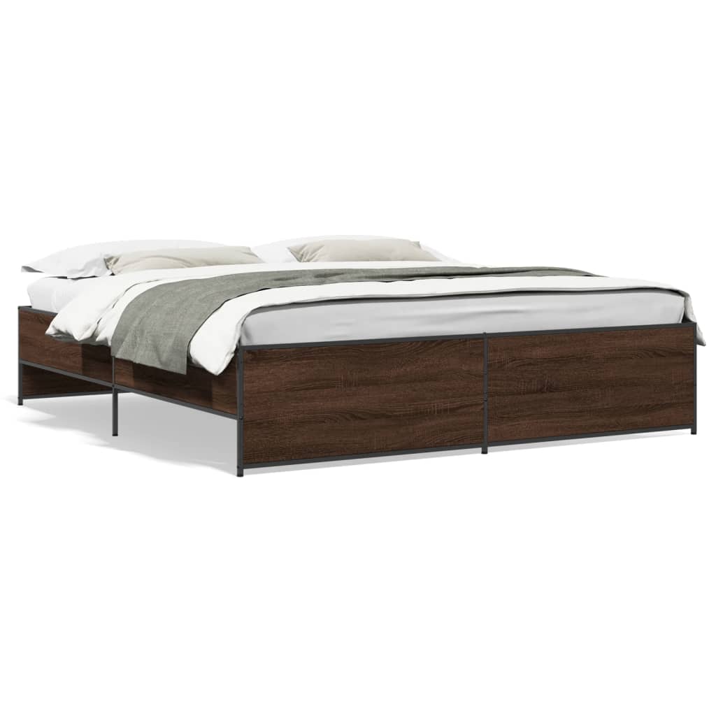 Bed frame without mattress brown oak 200x200 cm