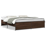 Bed frame without mattress brown oak 200x200 cm