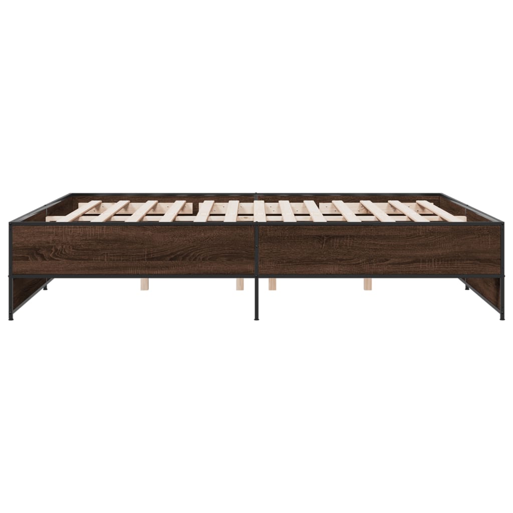 Bed frame without mattress brown oak 200x200 cm