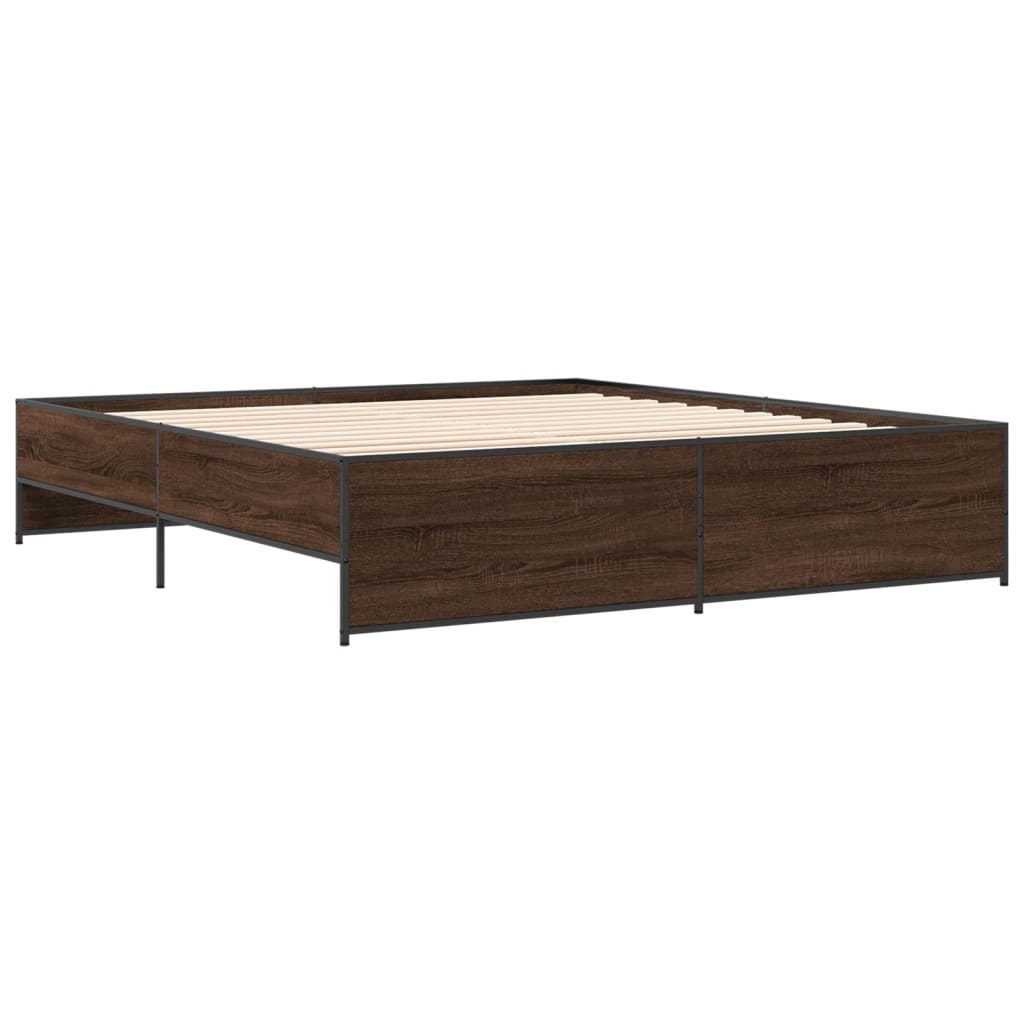 Bed frame without mattress brown oak 200x200 cm