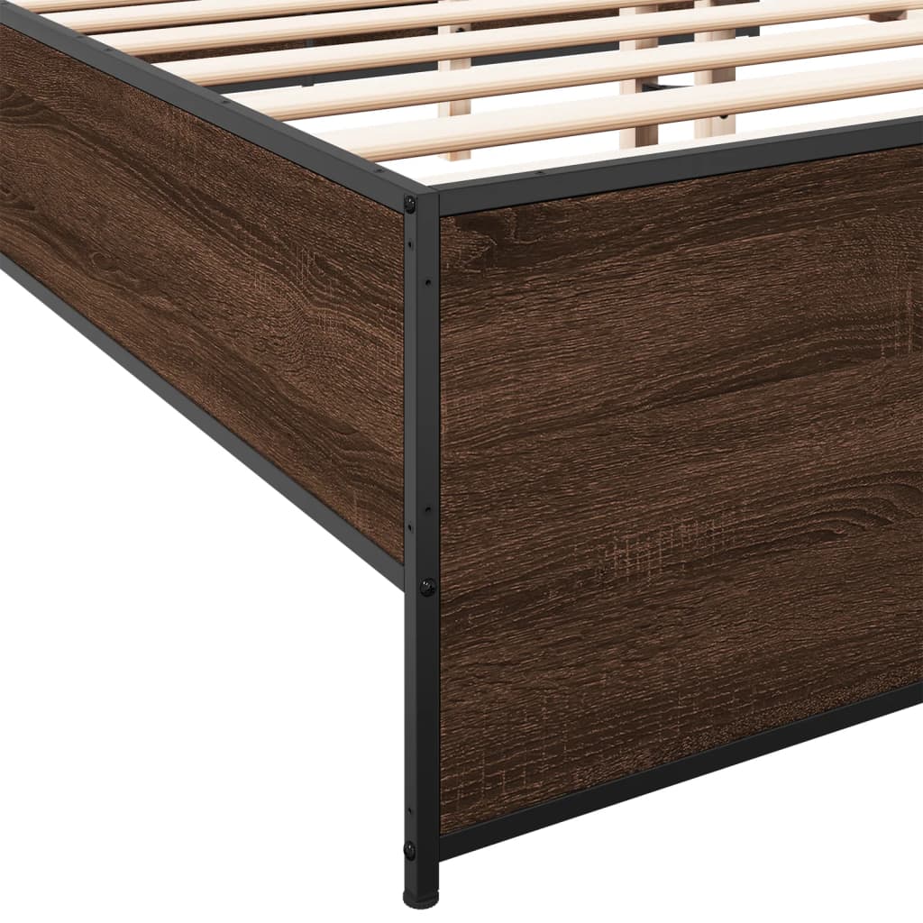 Bed frame without mattress brown oak 200x200 cm