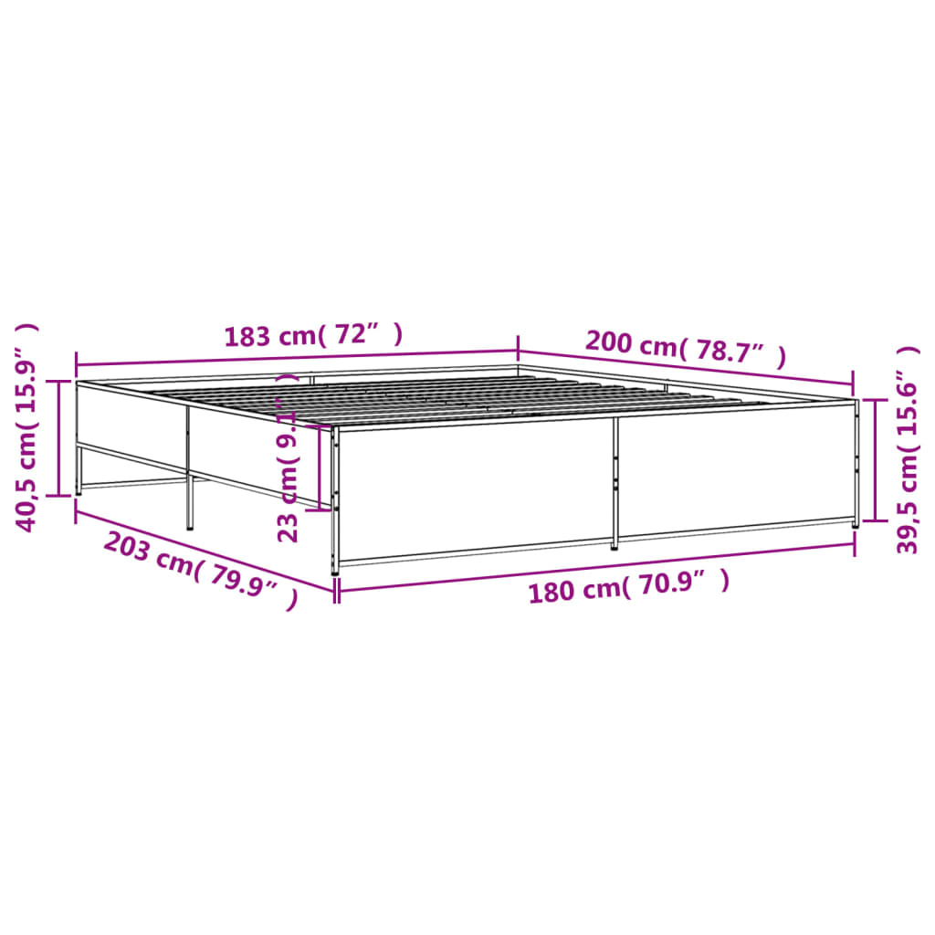 Cadre de lit sans matelas chêne sonoma 180x200 cm