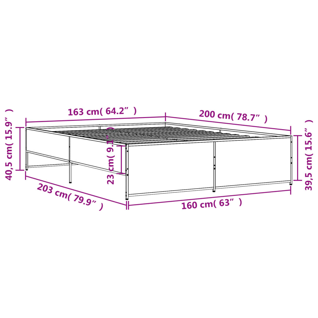 Cadre de lit sans matelas chêne sonoma 160x200 cm