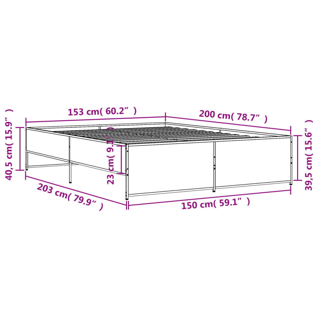 Cadre de lit sans matelas chêne sonoma 150x200 cm