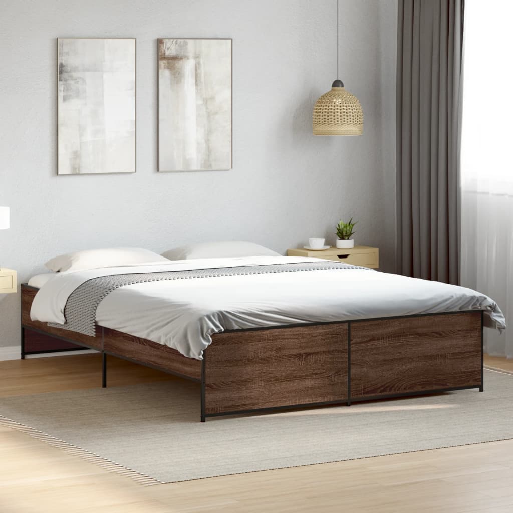 Cadre de lit sans matelas chêne marron 150x200 cm