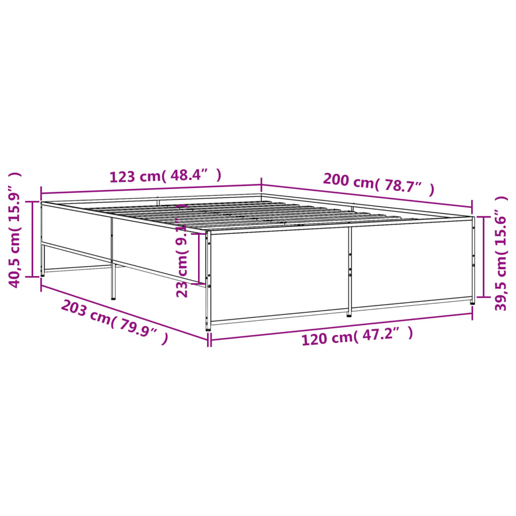 Cadre de lit sans matelas noir 120x200 cm